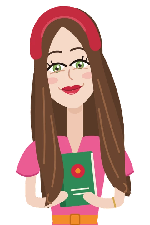 Illustrated portrait of Nerina Marlovell holding a book
